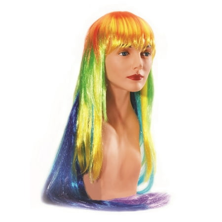 Loftus Women Long Straight Vibrant Neon Rainbow Wig, Rainbow, One Size