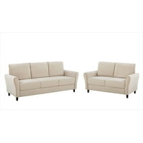 Uspridefurniture Corel Flared Arm Ivory Velvet 2Pcs Living Room Set, Sofa and Loveseat