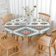 thumbnail image 3 of Fitted Table Cover with Elastic Hem, Beautiful Bohemian Floral Pattern for 52-56 Inches, Machine Washable, 3 of 7