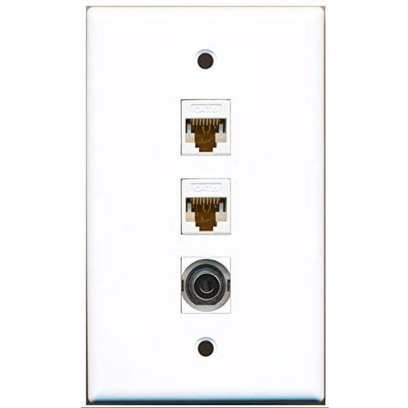 RiteAV - 1 Port 3.5mm 2 Port Cat6 Ethernet White Wall Plate
