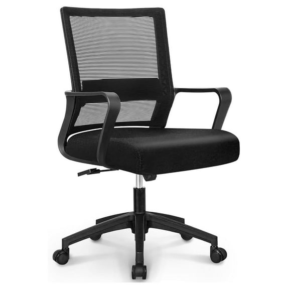 WDZS CHAIR Office Chair Gaming Desk Computer Chair Ergonomic Mesh Mid Back with Wheels Lumbar Support Comfy Swivel Adjustable for Home (Black)