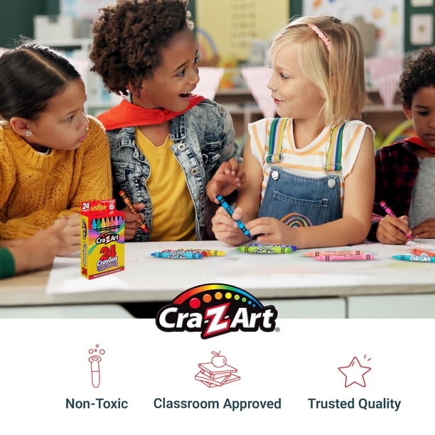 Cra-Z-Art 24 Count Assorted Multicolor Crayons for Kids and School