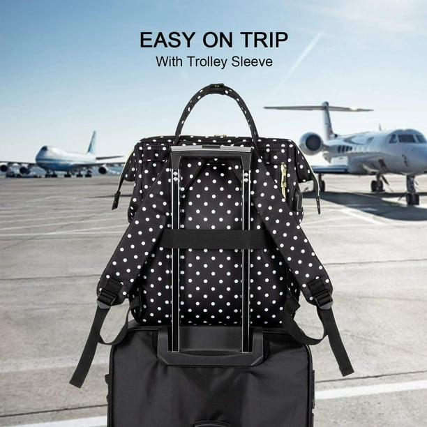 Yeater Laptop Backpack For Women Work Laptop Bag Stylish Teacher Backpack Business Computer Bags College Laptop Bookbag Polka Dots Black Other 15.6 I