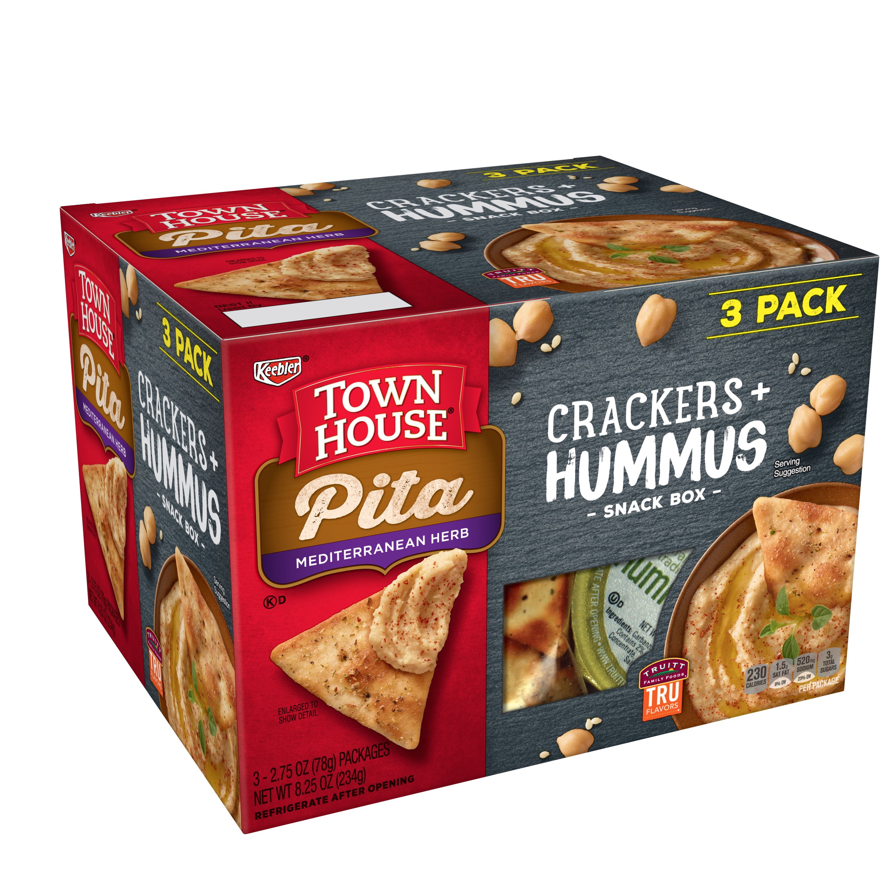 Keebler Town House Pita, Crackers and Hummus Snack Box, Mediterranean
