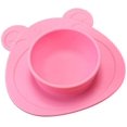 thumbnail image 1 of Platos antideslizantes de silicona para bebé, plato con ventosa, manteles individuales con ventosa en forma de oso bonito para niños (rosa), 1 of 3