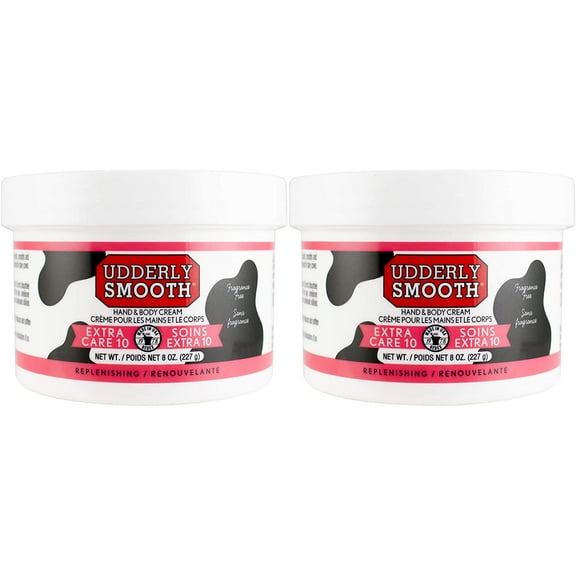 Udderly Smooth Extra Care 10 Hand/Body Deep Moisturizing Cream with 10% Urea, Unscented, 8 Ounce (Pack of 2)