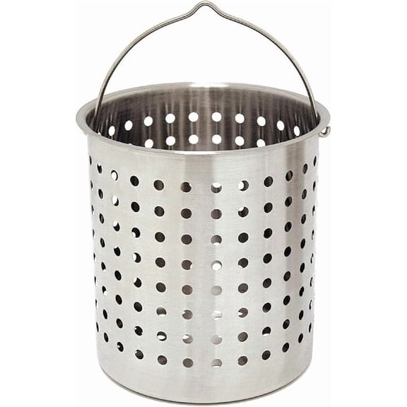 30 Quart Aluminum Fryer Basket, Perforated Turkey Fryer Accessory with Handle, Multi-Purpose for Frying, Steaming, Boiling, Fits Most 30 QT Outdoor Fry Pots