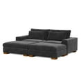 thumbnail image 5 of Isabella Sectional Sofa Corduroy Velvet with two Ottomans in Black Color, 5 of 9