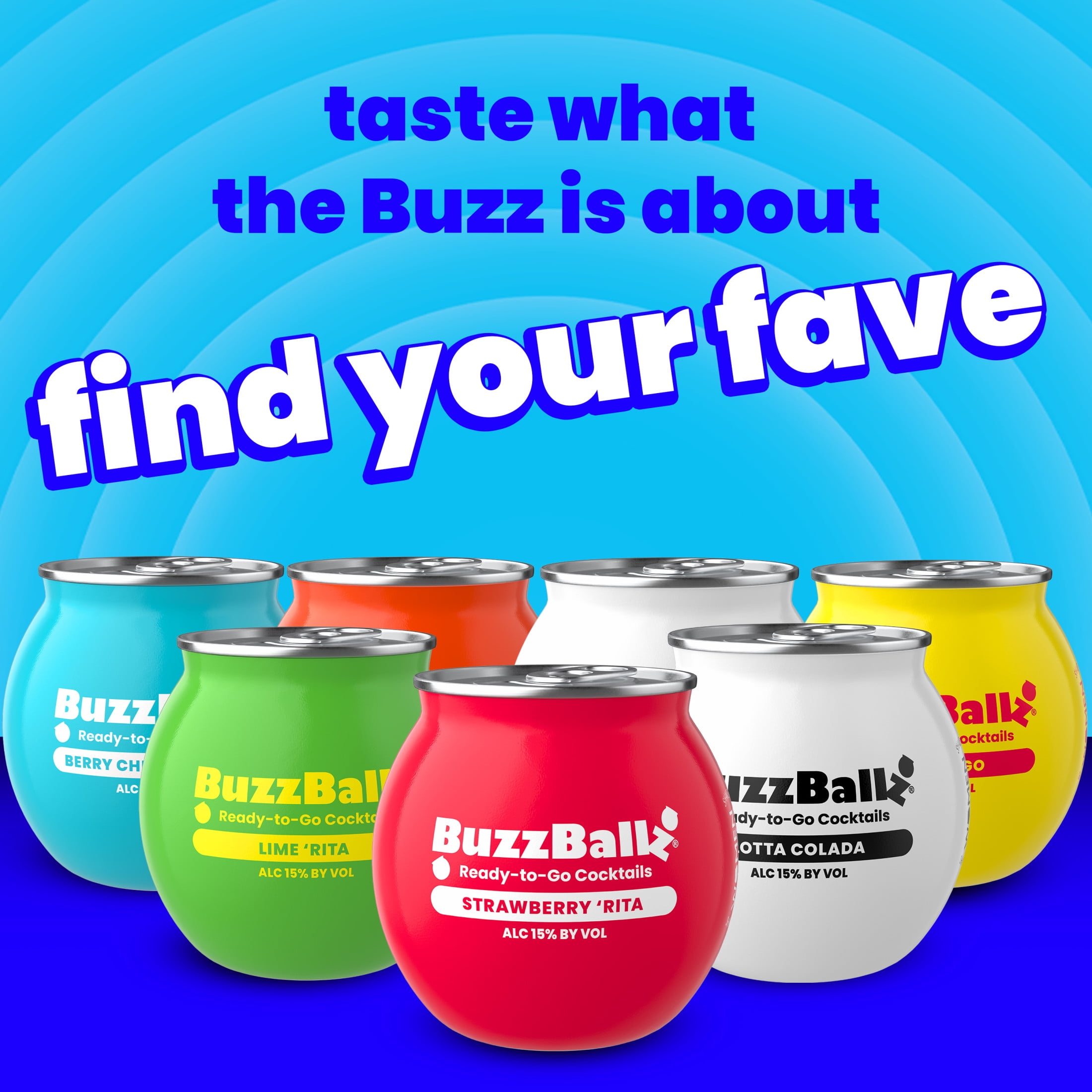 BuzzBallz Chillers Strawberry 'Rita, 187 mL Can, ABV 15%