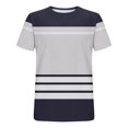 thumbnail image 5 of Zylanna Men's Casual Shirts Tee, Short Sleeve Crew Neck Striped Athletic Elastic Breathable Summer Tops for Man Gray Size XL, 5 of 5