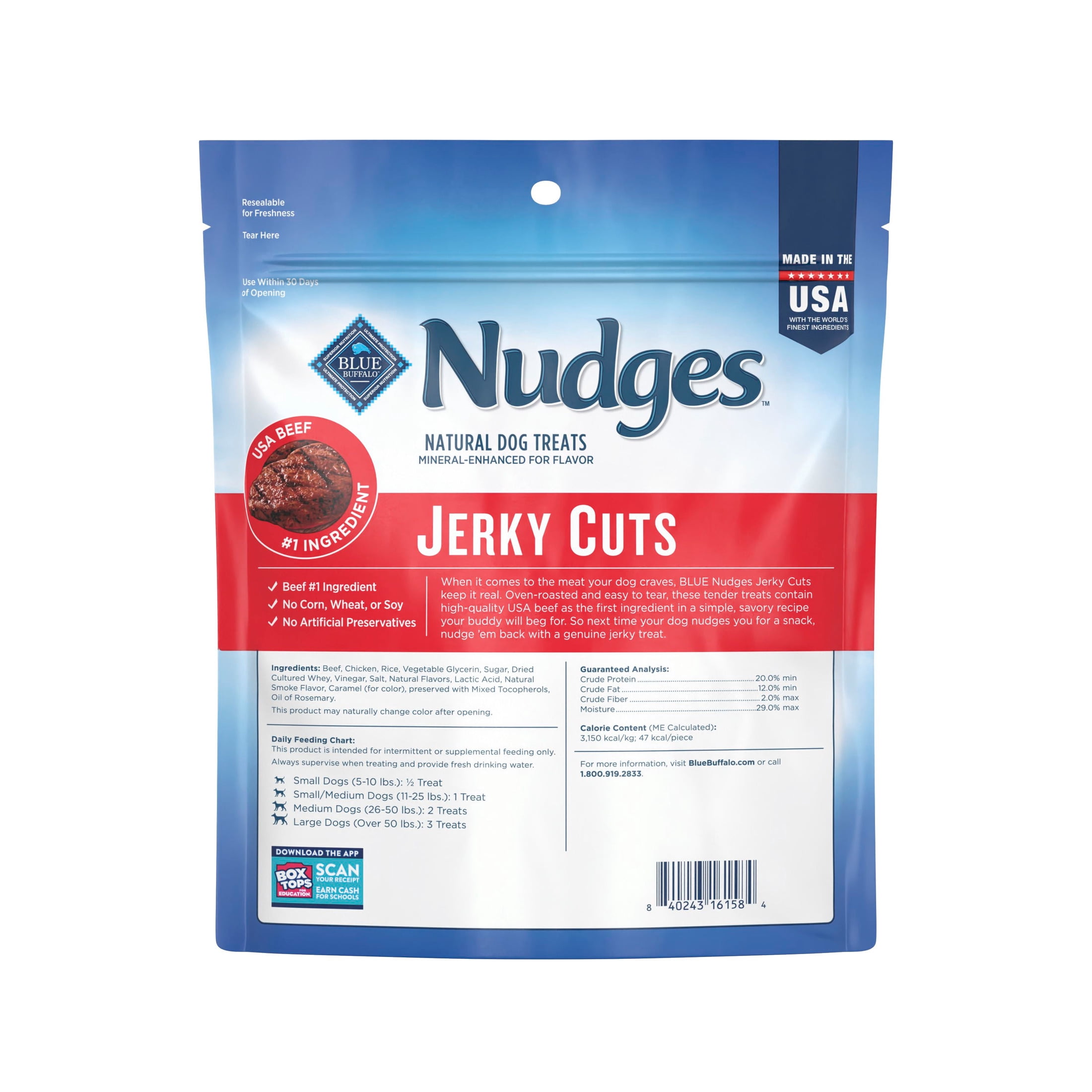 Blue Buffalo Nudges Jerky Cuts, Natural Dog Treats, Steak Jerky, 28oz Bag