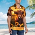 thumbnail image 5 of Daiia Vintage Sunflower Cow A Hawaiian Shirt for Men Gentle Cotton Regular Short Sleeve Casual-Large, 5 of 9