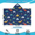 thumbnail image 2 of Dark Blue Dinosaurs ROAR Pattern Hooded Bath Towel，60"x35" for Ages 3 To 12 Kids, Quick Dry Lightweight Soft Microfiber Hood Beach Towel Cover Up for Kids, 2 of 7