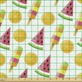 thumbnail image 2 of Ambesonne Summer Fabric by the Yard Upholstery, Ice Creams Watermelon Citrus, 10 Yards, Pastel Pink Pale Orange, 2 of 5