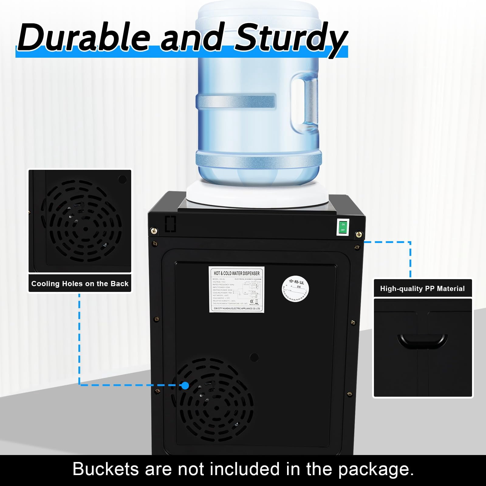 Top Loading Water Dispenser for 1- 5 Gallon Bottle, 550W Desktop Hot & Cold Cooler, Electric 3 Temperature Settings with Ice Water (46-59℉) & Boiling, for Home Office Gold