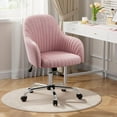 thumbnail image 3 of Velvet Desk Chair for Home Office  Adjustable Swivel Task Chair Modern Computer Vanity Chairs with Arm Rest for Bedroom Living Room Make-up Room  Light, 3 of 5