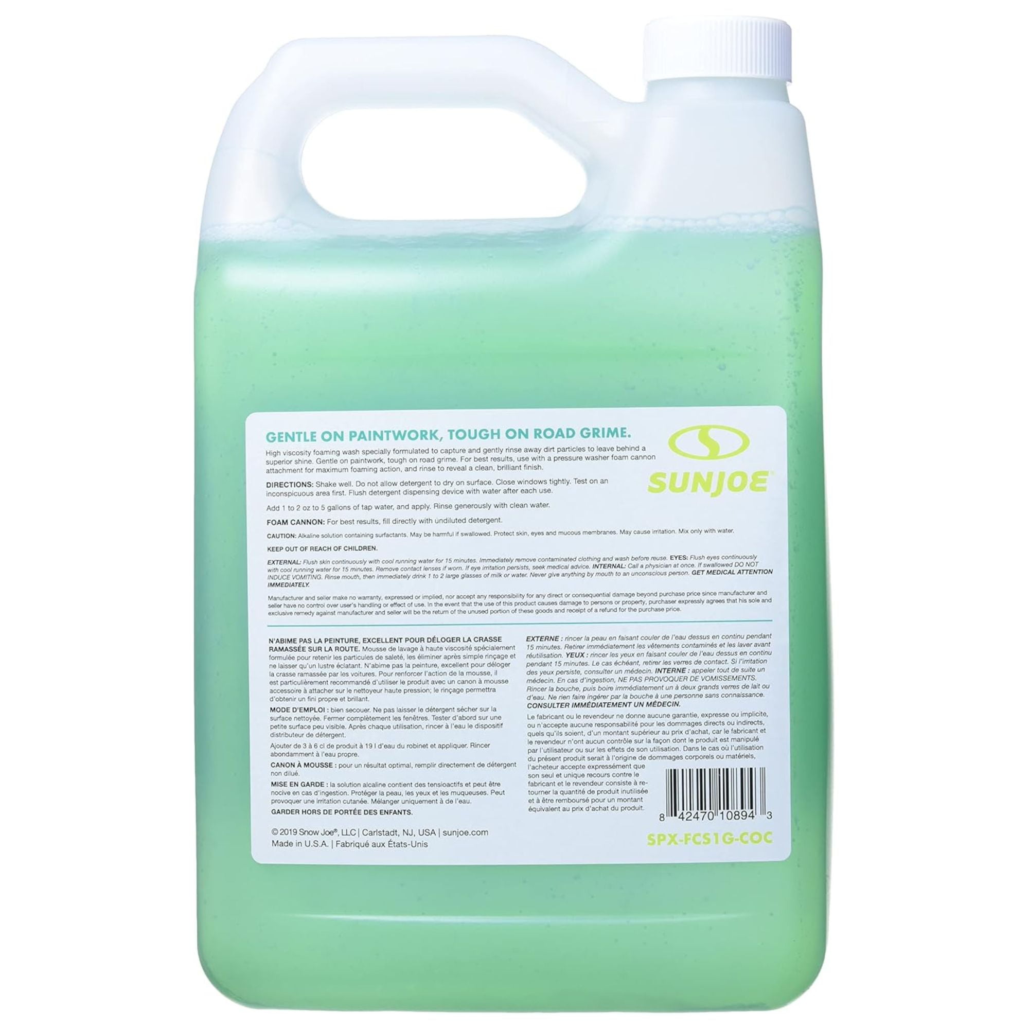 Sun Joe Premium Snow Foam Coconut Scent Car Washing Soap & Cleaner, 1 Gal, SPX-FCS1G-COC