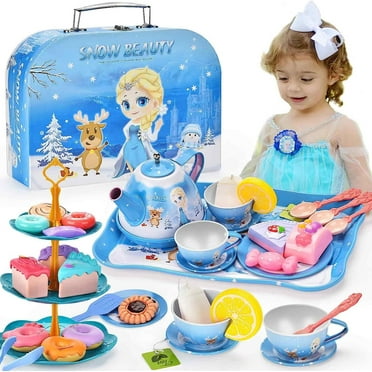 Kifunppy Frozen Toys for Girls 3-6 Years,Pretend Tea Party Set Play Kitchen Toy Gifts for Kids Toddlers Age 3 4 5 6
