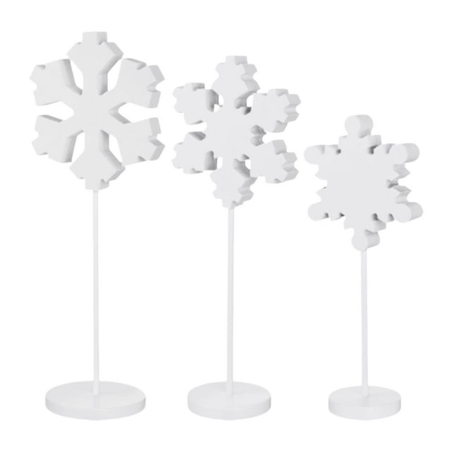 Estantería de escritorio con 3 bloques de copos de nieve de madera de pie para chimenea de granja Estilo D