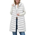 thumbnail image 4 of larppty Women's Long Puffer Vest Casual Sleeveless Puffy Zip Up Jacket with Hood (White, XXL), 4 of 5