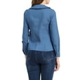 thumbnail image 3 of INSPIRE CHIC Women's Peter Pan Collar Jean Ruffled Button Down Denim Shirt M Light Blue, 3 of 6