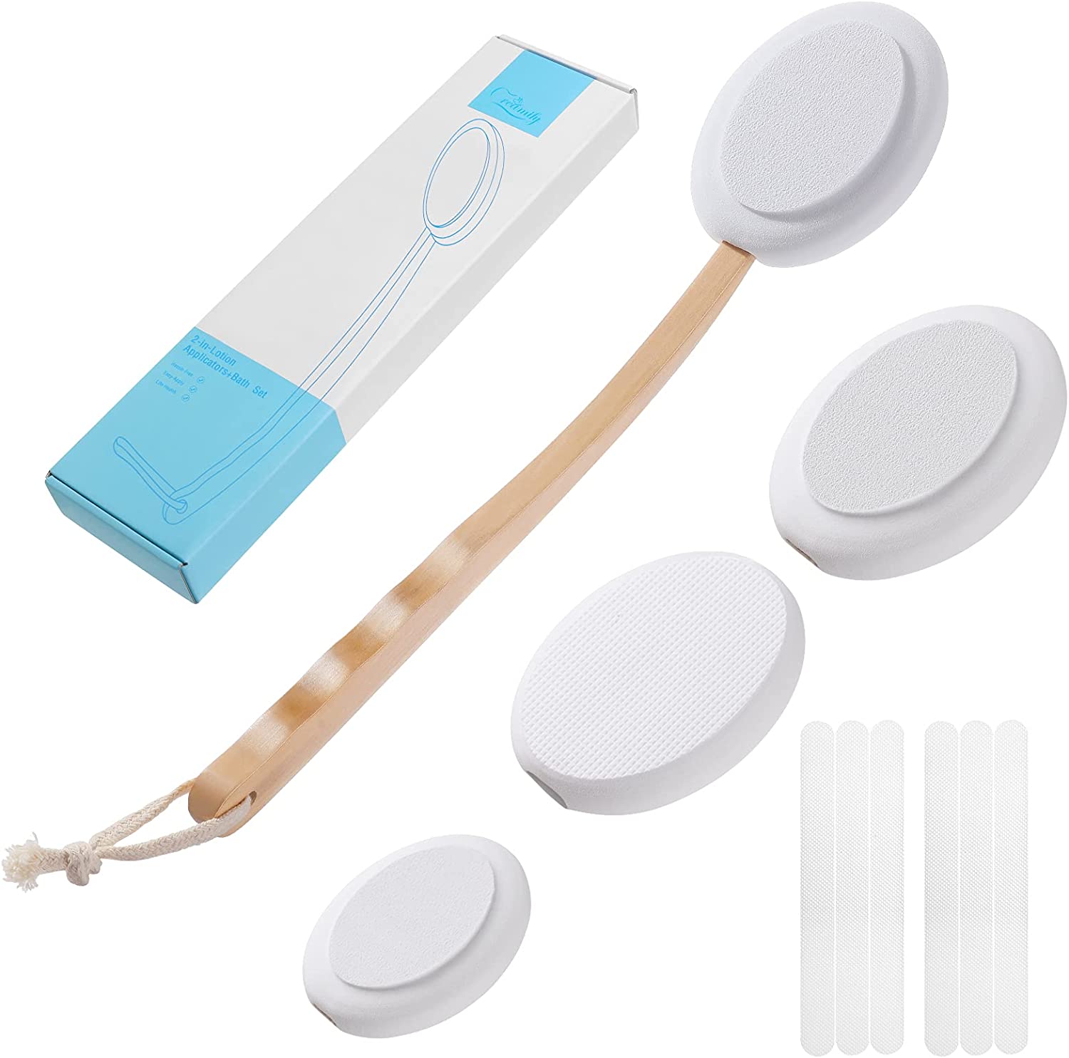 Creamify Lotion Applicator for Back, Feet, 4 Replaceable Pads with 1