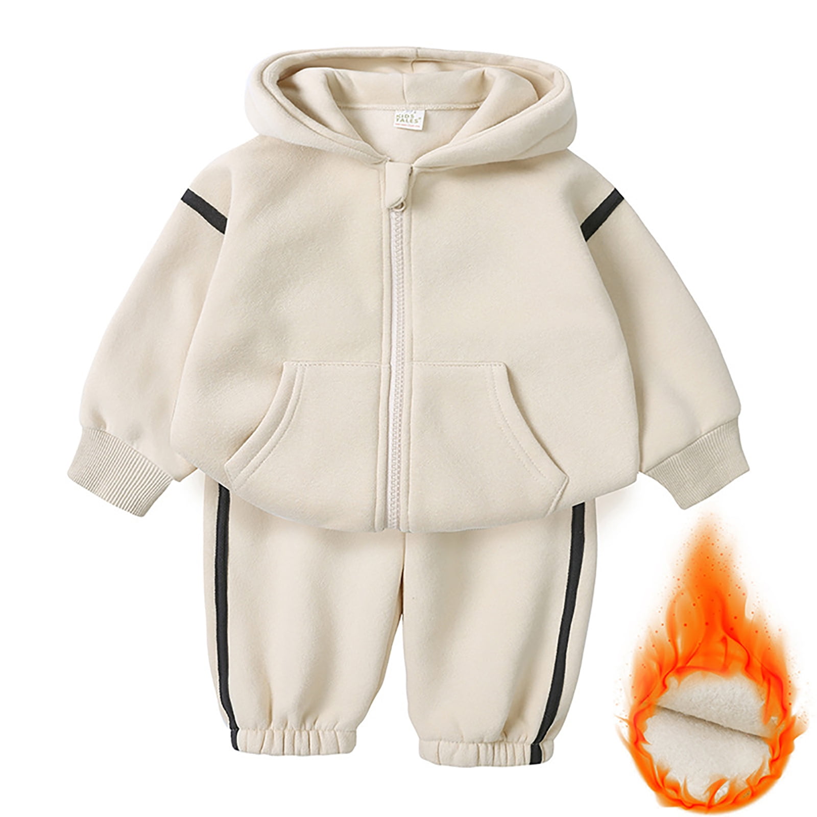 Zshosam Girls Fall Clothes Sets Toddler Fall Outfits for Girl Boy Long Sleeve Hoodie Top and Long Sweatpants Set Toddler Sweatsuit Size 18 24 Months,(Beige 18-24 Months)