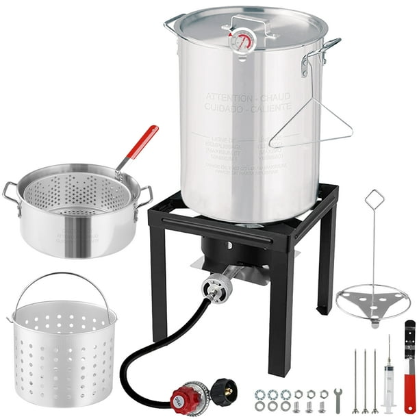 Propane Outdoor Turkey Fryer Set & Crawfish Boil Pot Basket 55,000 BTU