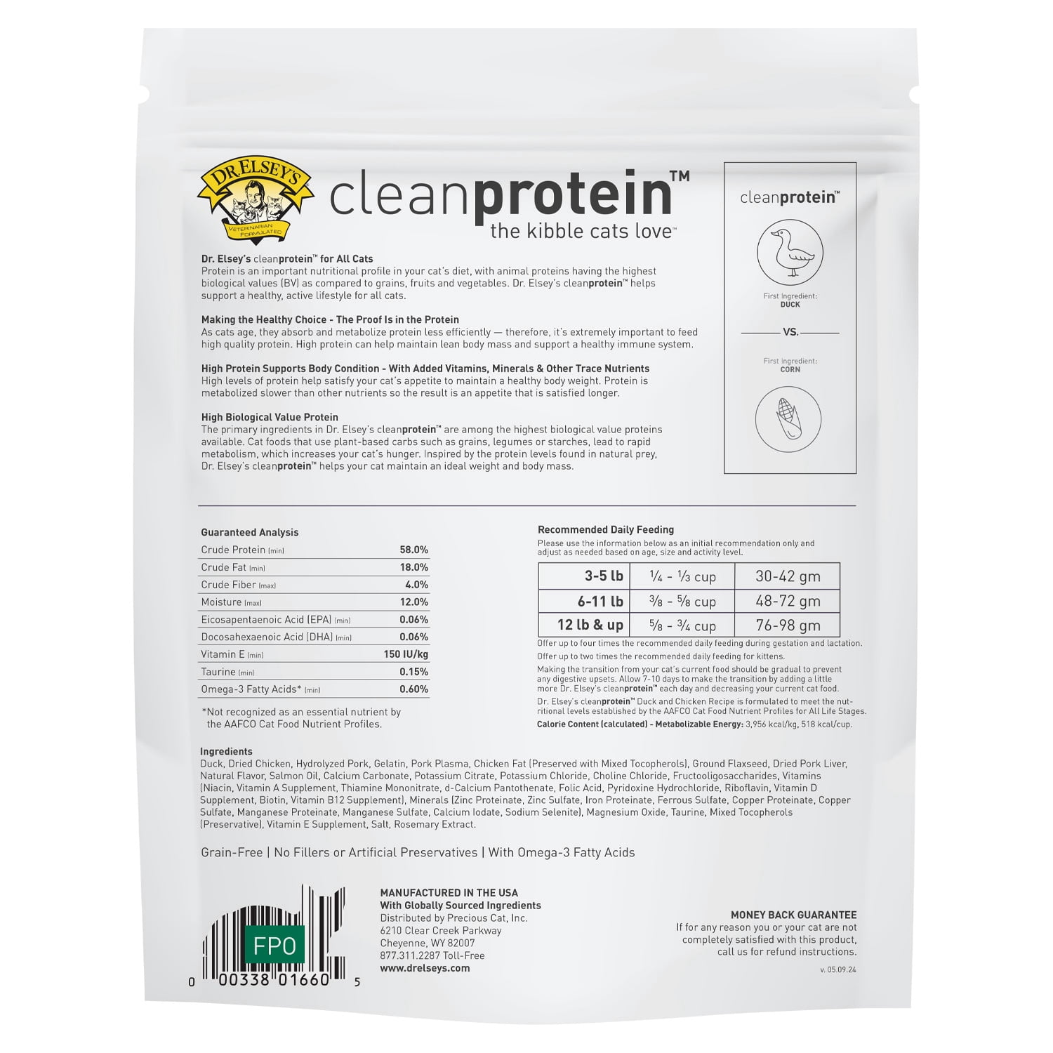Dr. Elsey's cleanprotein Grain-Free Duck Flavor Dry Cat Food for All Life Stages 6.6 lb. Bag