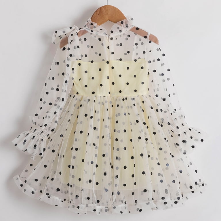 Kayannuo Toddler Dress Winter Fall Dresses Toddler Baby Girl Fashion Long  Sleeved Polka Dot Print Princess Mesh Dress Girls Skirt,Yellow - Walmart.com