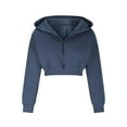 thumbnail image 5 of Diufon Women's Zip Up Cropped Hoodie Sweatshirts Fall Winter Trendy Long Sleeve Warm Jacket Casual Loose Coat, 5 of 7