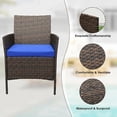 thumbnail image 4 of IdealHouse 3 Piece Patio Furniture Set, Rattan Outdoor Furniture with 2 Chairs & Coffee Table, Modern Outdoor Seating Conversation Bistro Set for Garden Backyard Porch (Brown and Blue), 4 of 8