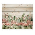 thumbnail image 3 of Designart 'Palm Leaves and Pink Flamingos Tropical Birds' Traditional Print on Natural Pine Wood, 3 of 5