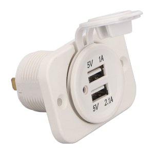 Double USB Chargeur de voiture, DC5V 2.1A 1A Adaptateur de chargeur de voiture de sortie stable DC12-24V pour les bateaux
