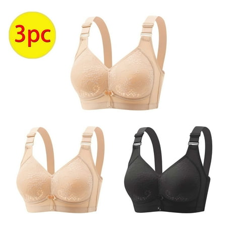 Itsame 3 Pack Everyday Sports Bra Set womens Full Support Bra Comfortable Breathable Wireless Comfort Bralette Set Yellow Size L