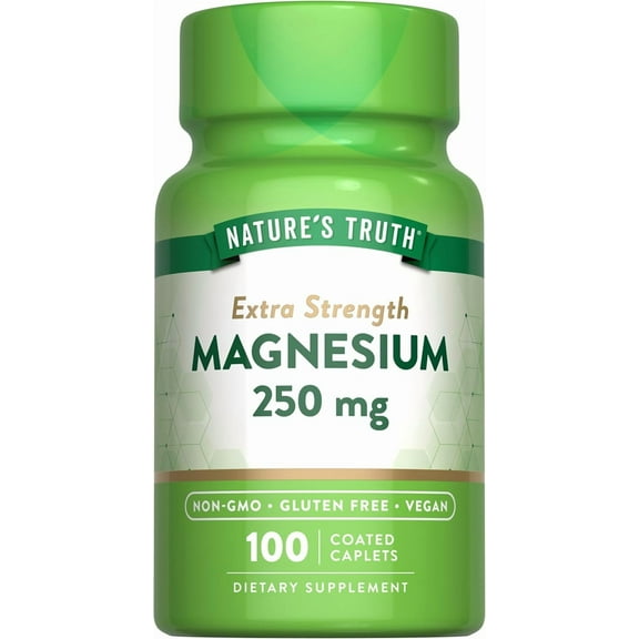 Magnesium 250 mg | 100 Caplets | from Magnesium Oxide | Non-GMO and Gluten Free | by Nature's Truth