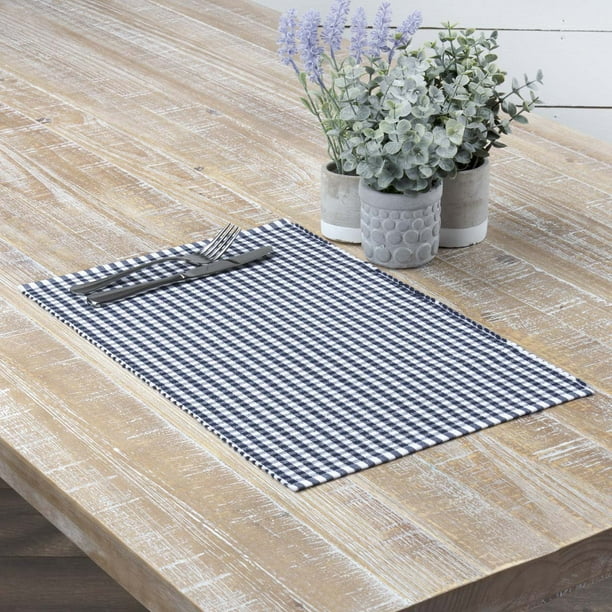 Navy Blue Farmhouse Tabletop Kitchen Tara Cotton Plaid Rectangle