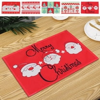 Yhmxh Christmas Placemats Christmas Table Mats, 12 x 17 Inches Xmas Plastic Placemats, Wipeable Table Vinyl Mats Xmas Dinner Mats for Dining Kitchen Indoor Outdoor Party Holiday Decoration