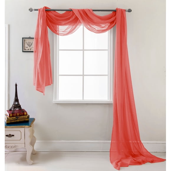 RT Designers Collection Celine Sheer 55 x 216 in. Sheer Curtain Scarf, Red