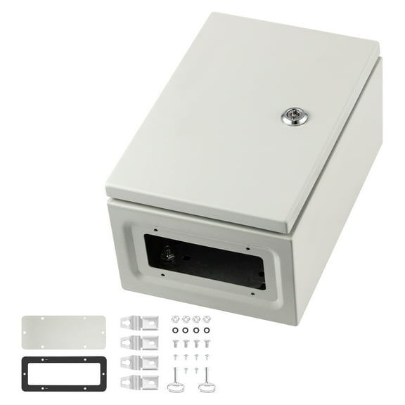 KFFKFF NEMA Metal Housing 12×8×6, NEMA 4X Metallic Electric Container, IP66 Resistant to Water & Dust, Exterior/Interior Electric Connection Box, Comes with Fixing Panel