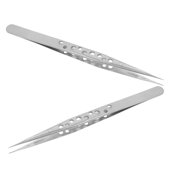 UPGRATOR Stainless Steel Tweezers 5 50X0 31X0 24in 2Pcs Precision Grabbing Jewelry Making