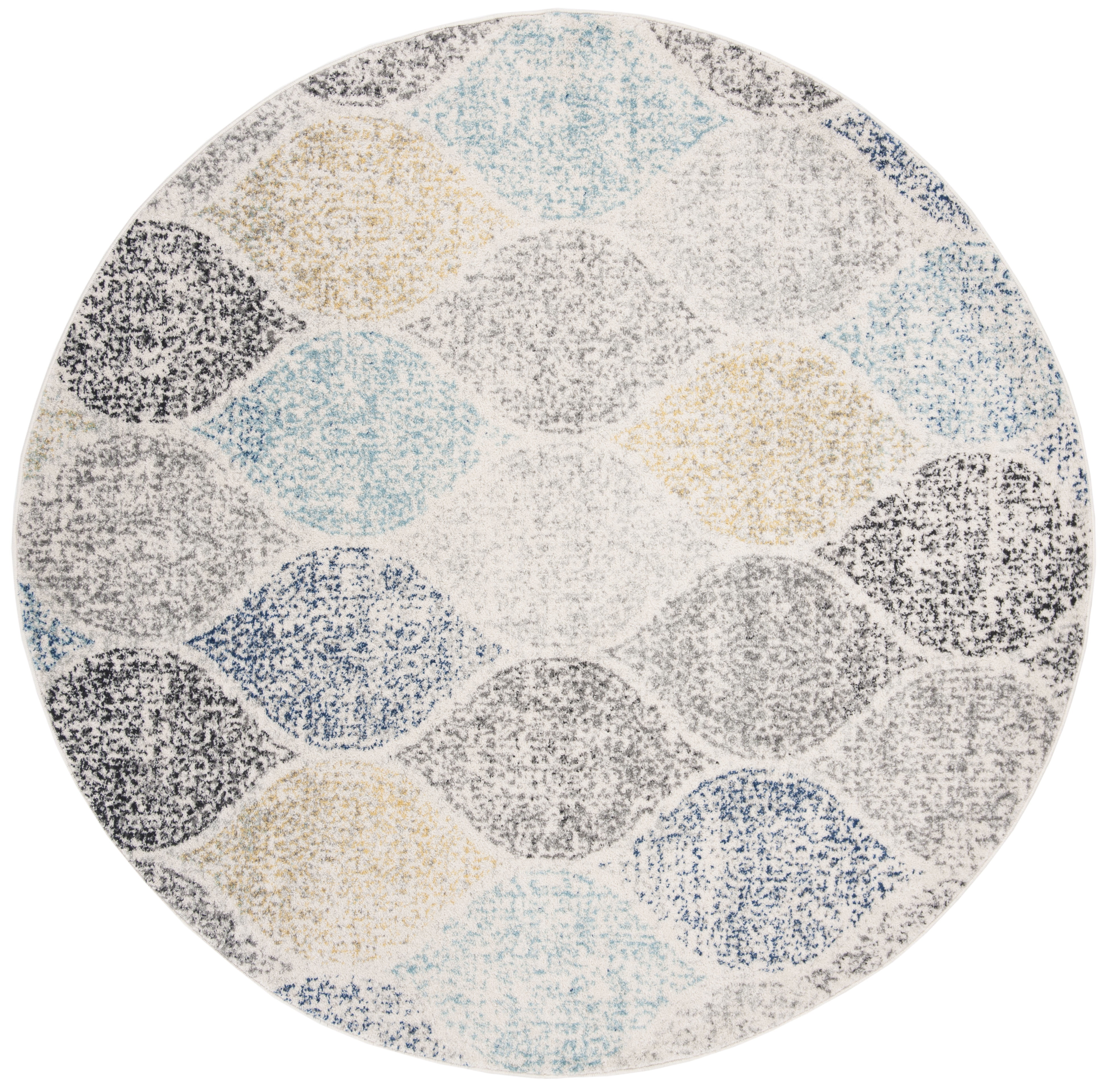 Safavieh Madison Leighton Geometric Area Rug, Ivory/Blue, 4' x 4' Round