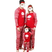 Aunavey Christmas Family Matching Sleepwear Red Santa Reindeer Holiday Pajama PJ Sets