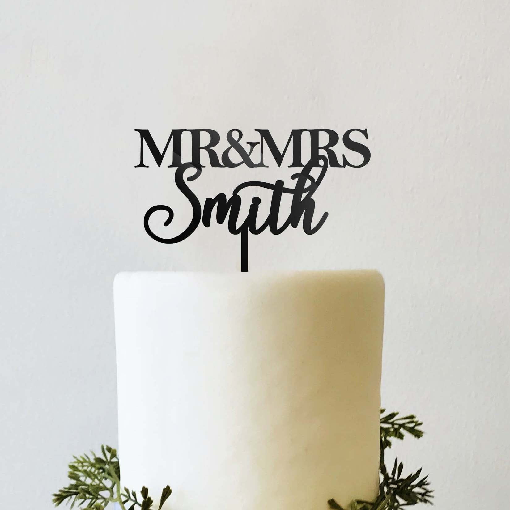 Custom Personalized Name Mr and Mrs Bride and Groom Wedding Cake Topper