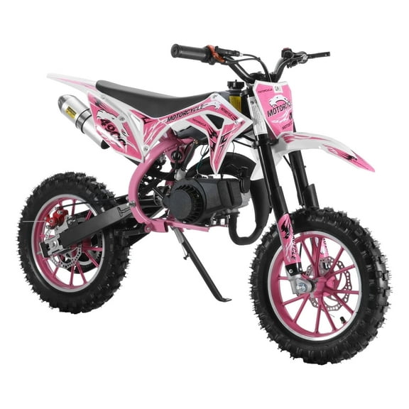 49cc 2-Stroke Kids Dirt Bike, Gas Power Motocross, Off Road Mini Motorcycle, Children Pocket Motorbike with Front Rear Disc Brakes, Pull Start