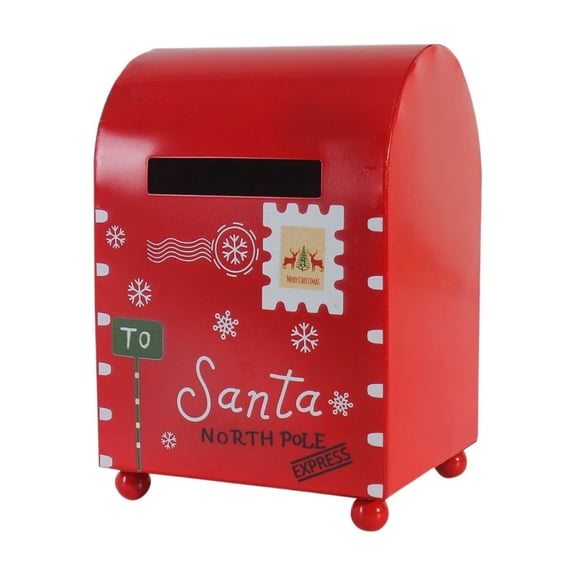 Christmas Post Box, Santa Letter Mailbox with Metal Frame, Holiday Mail Holder for Letters to Santa, Festive Home Decor for Xmas and Seasonal Displays