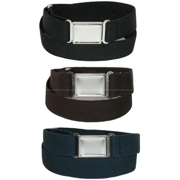 CTM Kids' Elastic Stretch Belt with Magnetic Buckle (Pack of 3 Colors)