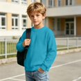 thumbnail image 4 of RUTAYY Boys Sweatshirt Waffle Knit Crew Neck Long Sleeve Cozy Solid Color Casual Pullover, Sky Blue, 4 of 6