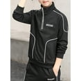 thumbnail image 6 of Kaerm Boys Workout Running Athletic Tracksuit Zipper Pullover Sweatshirt with Sweatpants 2 Pcs Set Black 130, 6 of 7