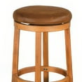 thumbnail image 2 of Marv Swivel Barstool Set of 2, Brown Faux Leather, Mahogany Wood, 2 of 6